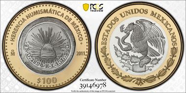2011-Mo 100 P 1824-Do 8 Reales Numismatic Heritage PL69