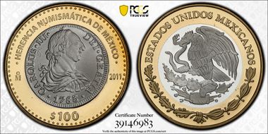 2011-Mo 100 P 1783 Carlos III Numismatic Heritage PL68