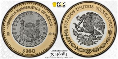 2011-Mo 100 P 1732 Pillar Dollar Numismatic Heritage PL69