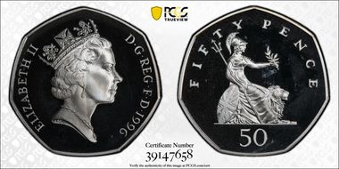 1996 50p S-H4 Silver PR68DCAM