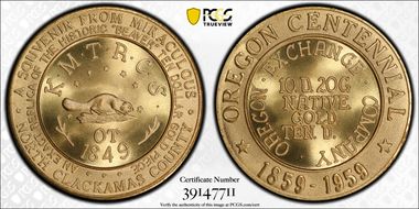 1959 SC$1 HK-573 Oreide, Beaver OR Statehood Centennial MS68