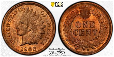 1908-S 1C MS65RB