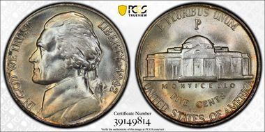 1942-P 5C Silver MS67+