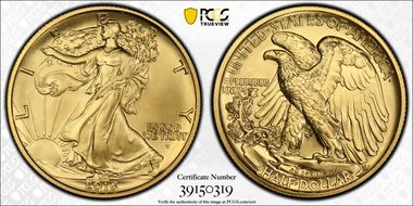 2016-W 50C 100th Anniversary Gold SP70