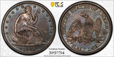 1861-O 50C W-09, CSA Issue AU53