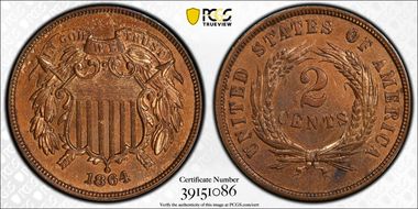 1864 2C Large Motto N1BN