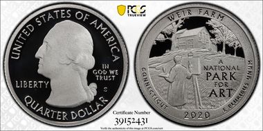 2020-S 25C Weir Farm NP - Silver First Strike PR70DCAM