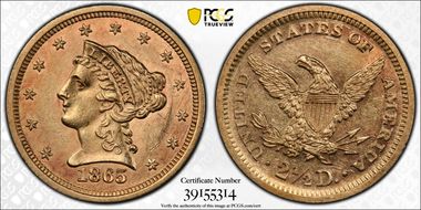 1865 $2.50 MS61