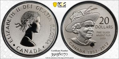 2012 $20 Diamond Jubilee .9999 Ag SP69