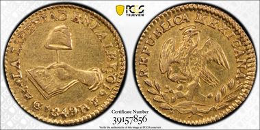 1849-Go PF 1/2 Esc AU58