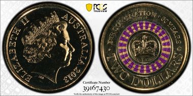 2013-C $2 Coronation Colorized MS68