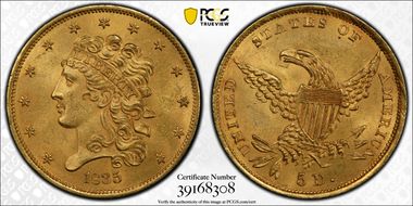 1835 $5 HM-8 MS64