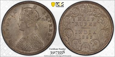 1893-B 1/2 Rup SW-6.220 MS64