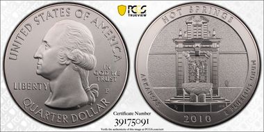 2010-P 25C Hot Springs NP 5oz Silver - First Strike SP70