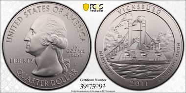2011-P 25C Vicksburg NP  5 oz Silver SP69
