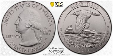 2018-P 25C Block Island NP 5 oz Silver SP70