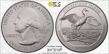 2018-P 25C Cumberland Island NP 5 oz Silver SP70