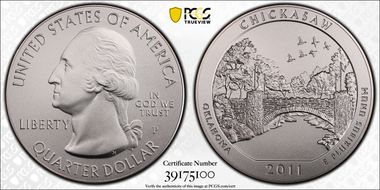 2011-P 25C Chickasaw NP 5 oz Silver SP70