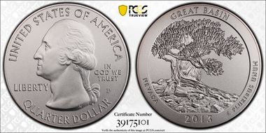 2013-P 25C Great Basin NP 5 oz Silver SP69