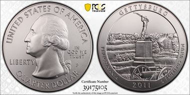 2011-P 25C Gettysburg NP  5 oz Silver SP69