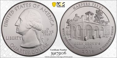 2016-P 25C Harpers Ferry NP 5 oz Silver SP69