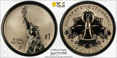 2019-S $1 American Innovation NJ Rev PR Edison Light Bulb First Strike PR69