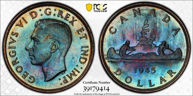 1945/5 S$1 Doubled HP MS64