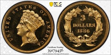 1886 $3 PR65DCAM