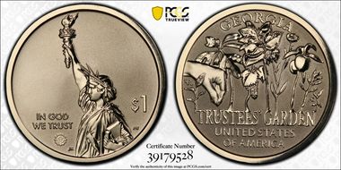 2019-S $1 American Innovation GA Rev PR Trustees' Garden First Strike PR70