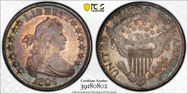 1806 50C Pointed 6, Stem AU55