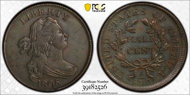 1806 1/2C C-2 AU58BN