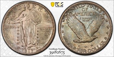 1917-D 25C Type 2 MS64+ 