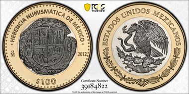 2012-Mo 100 P Felipe III Cob Numismatic Heritage PL69