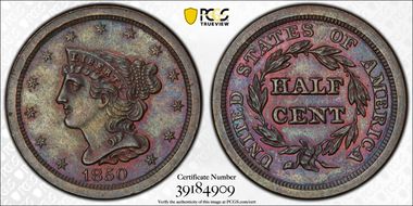 1850 1/2C C-1 MS63BN