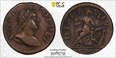 1760 Farth Voce Populi, Large Letters AU50BN