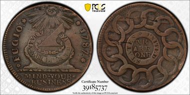 1787 Fugio 1C States United, 4 Cinq VF35BN