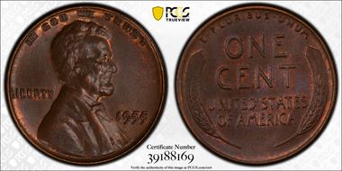 1955 1C Doubled Die Obverse MS63BN