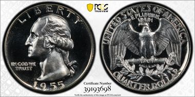1955 25C PR67CAM