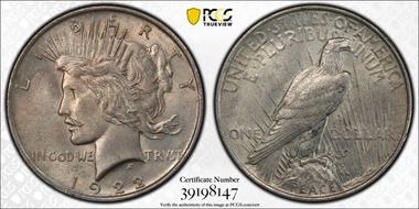 1922 $1 VAM 12A, Moustache AU55