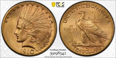 1910-D $10 MS65+
