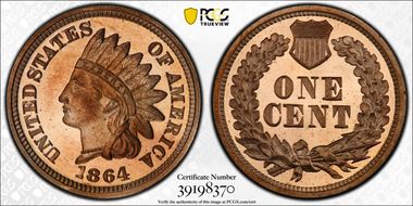 1864 1C Copper Nickel PR65+ DCAM