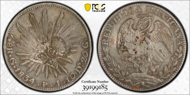 (1834-37) 8 R KM-129 C/M on Mex 8R N1