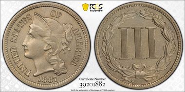 1887/6 3CN Strong Overdate PR58