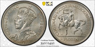 1934-35 Florin Centennial KM-33  Ag MS64