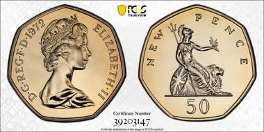 1972 50p S-H1 New Pence PR67