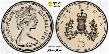 1973 5p S-D1 New Pence PR68