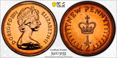 1974 1/2p S-A1 New Penny PR67RD