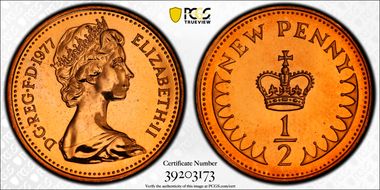 1977 1/2p S-A1 New Penny PR65RD