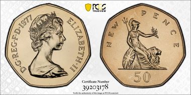 1977 50p S-H1 New Pence PR67