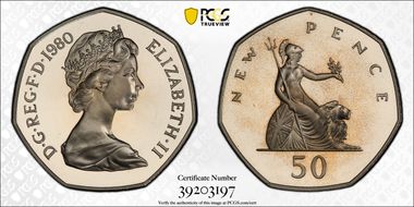 1980 50p S-H1 New Pence PR67DCAM